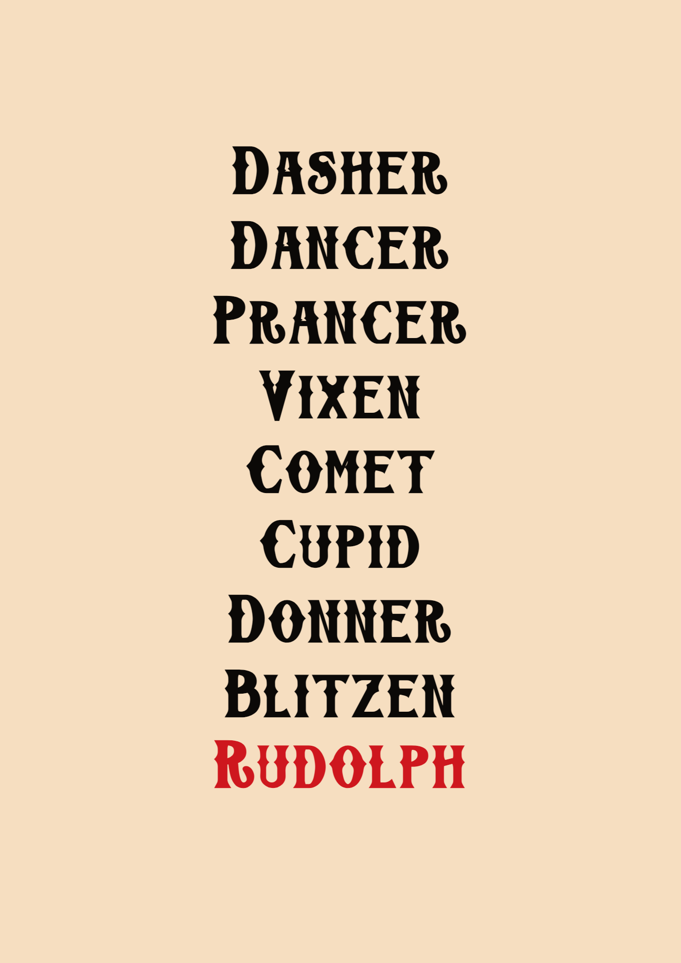 Rudolph & List of 9 Reindeers - 2 Print Set