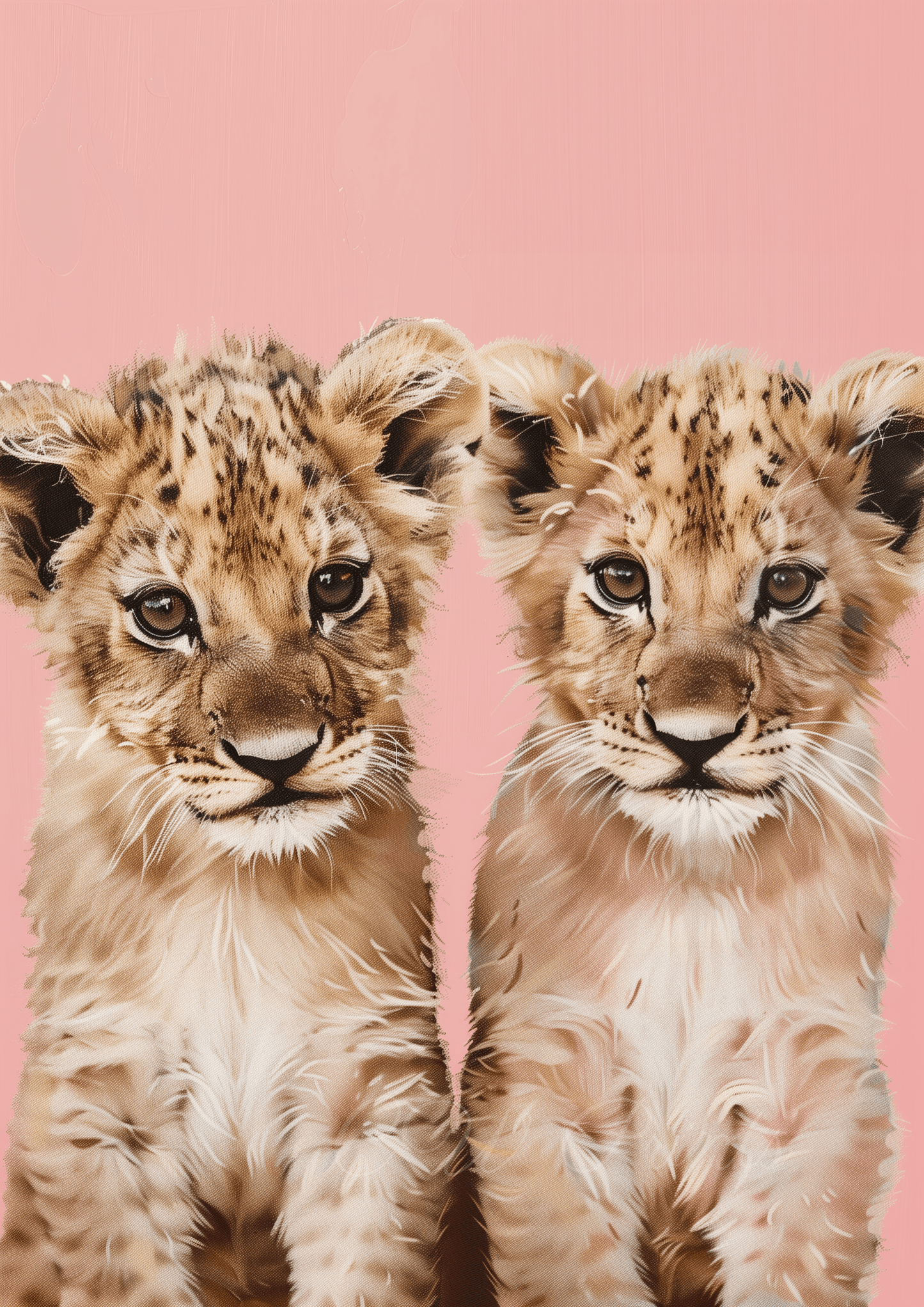 Twin Lions Pink - Nursery print
