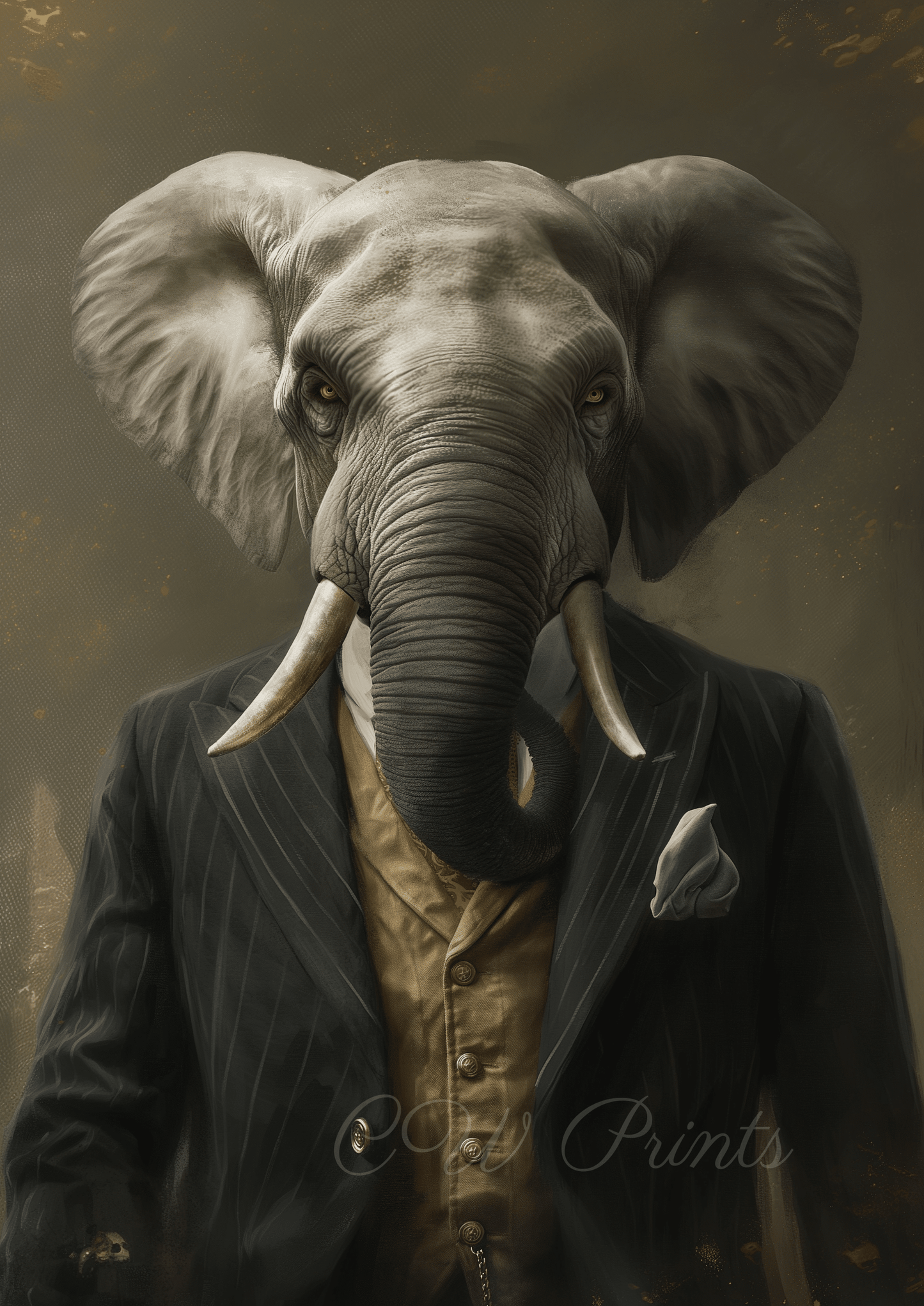 Chic Home Decor: Bull Elephant in a Suit Wall Art Print Big 5