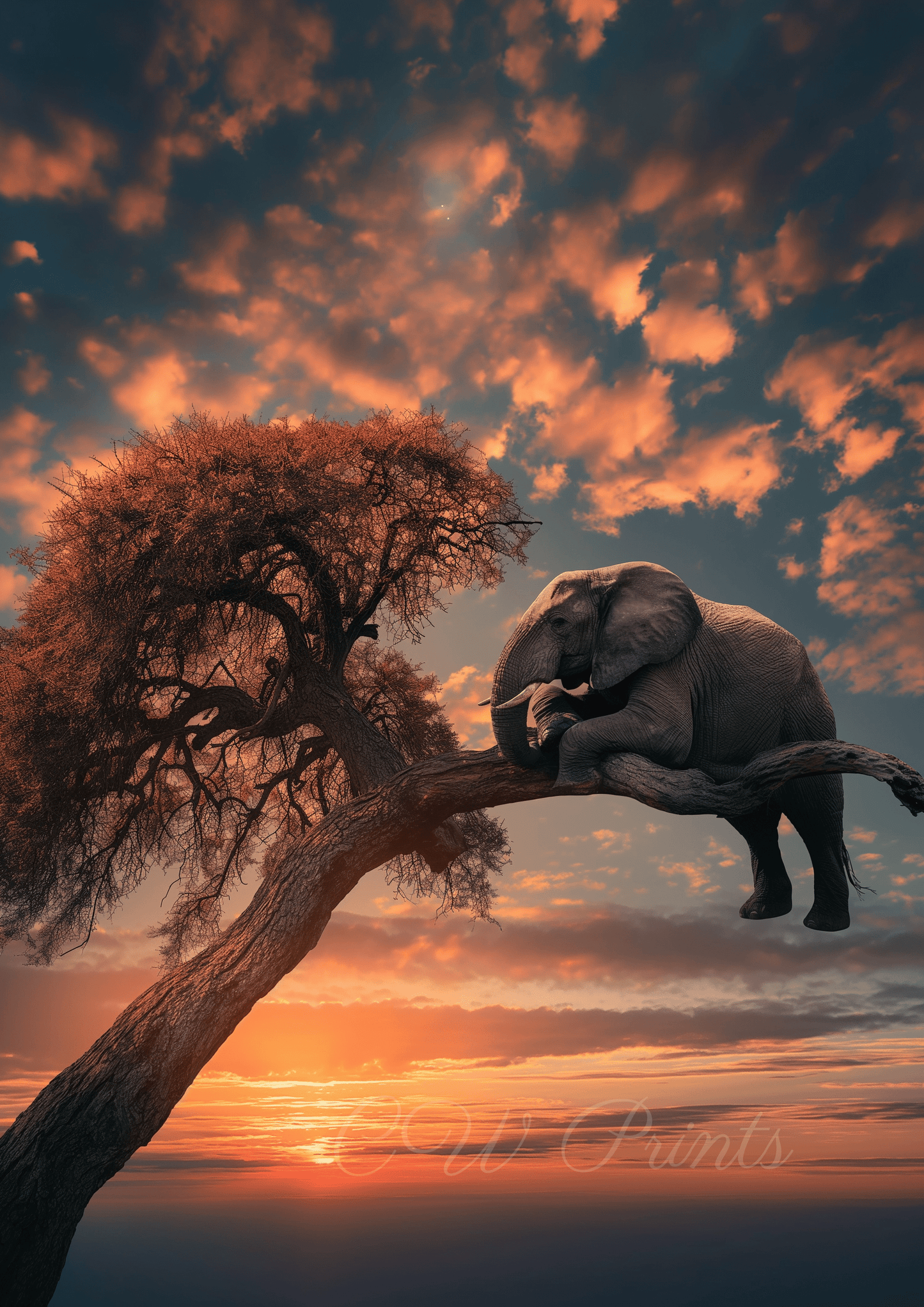 Elephant resting on branch