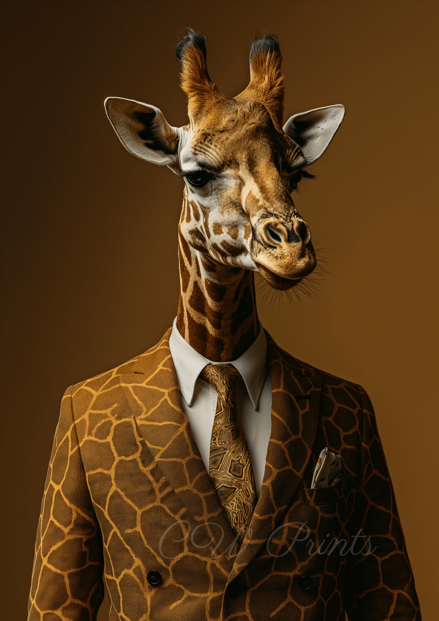 Giraffe in Giraffe Print suit