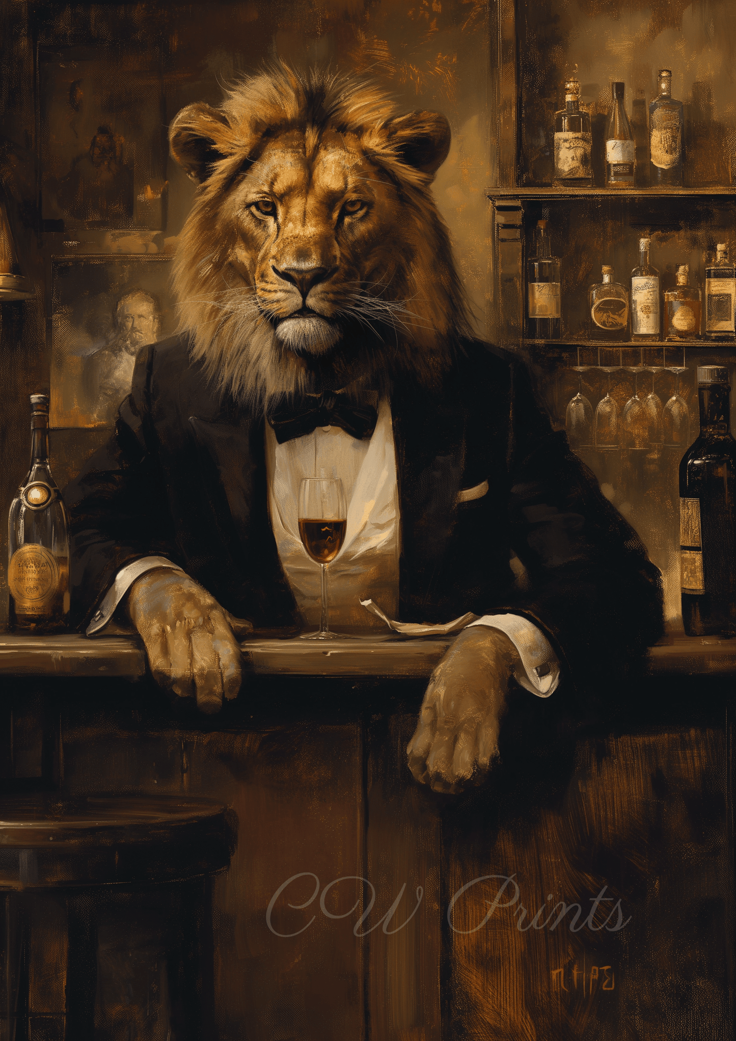 Lion serving the drinks