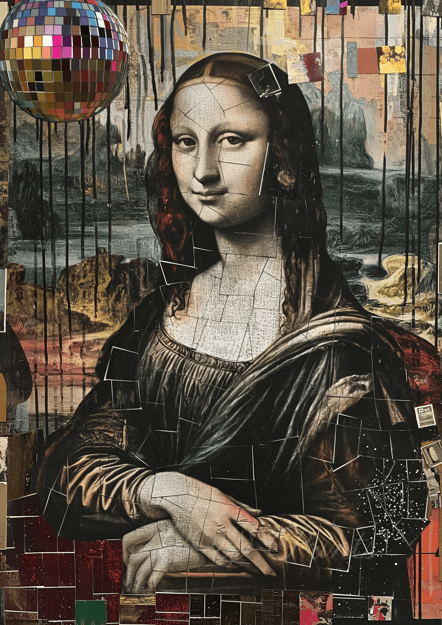 Mona Lisa inspired portrait ft. Disco ball