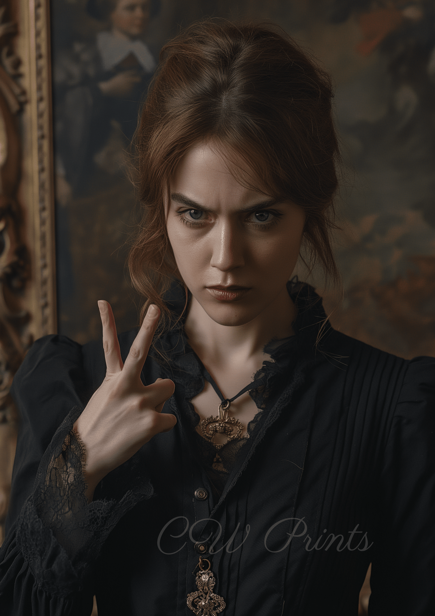 18th Century Baroness flicking the V's