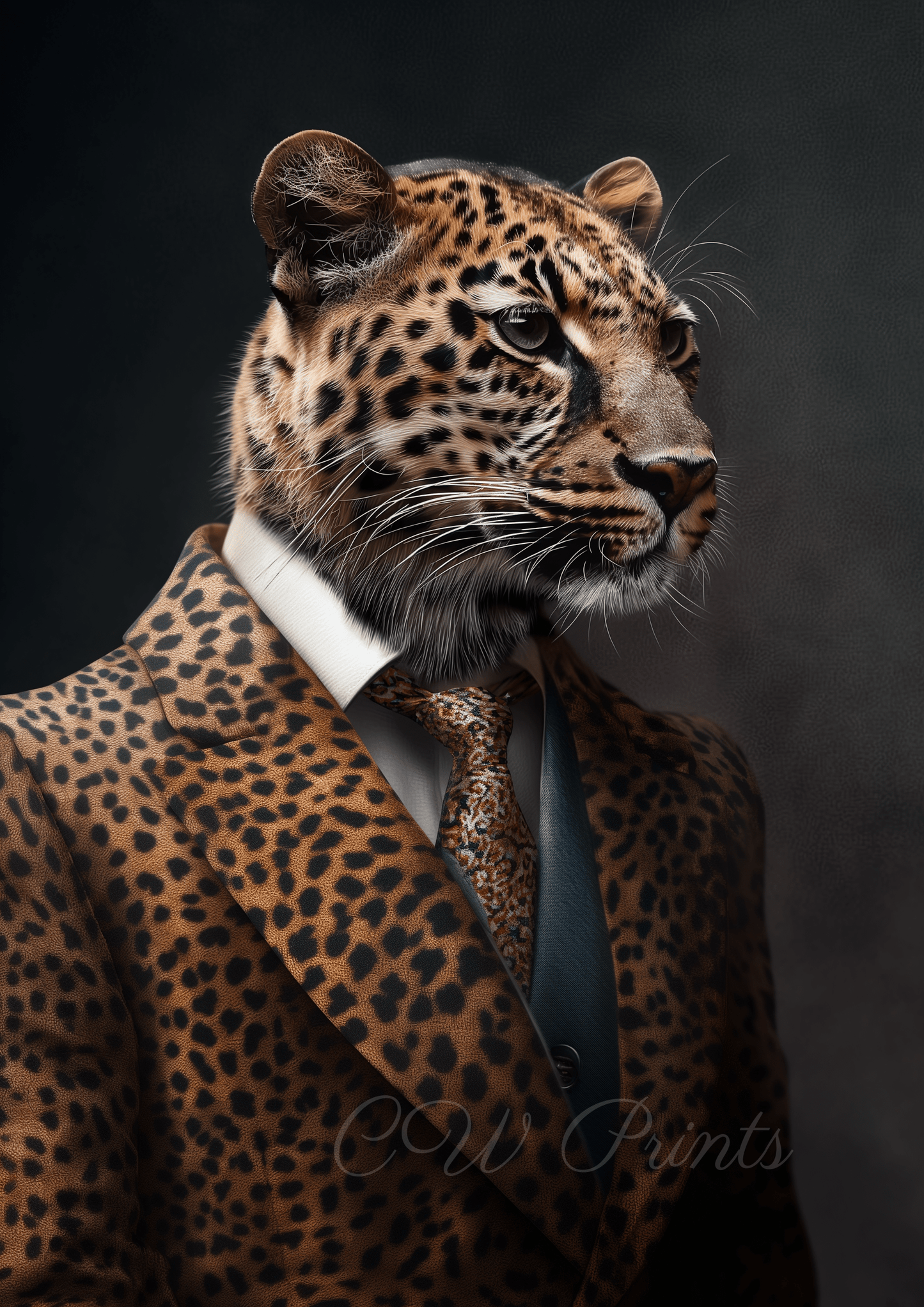 Leopard in Leopard print suit