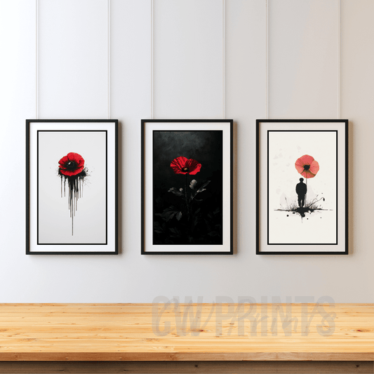 Remembrance Day Poppy & Soldier Art Print Set – Honouring the Brave