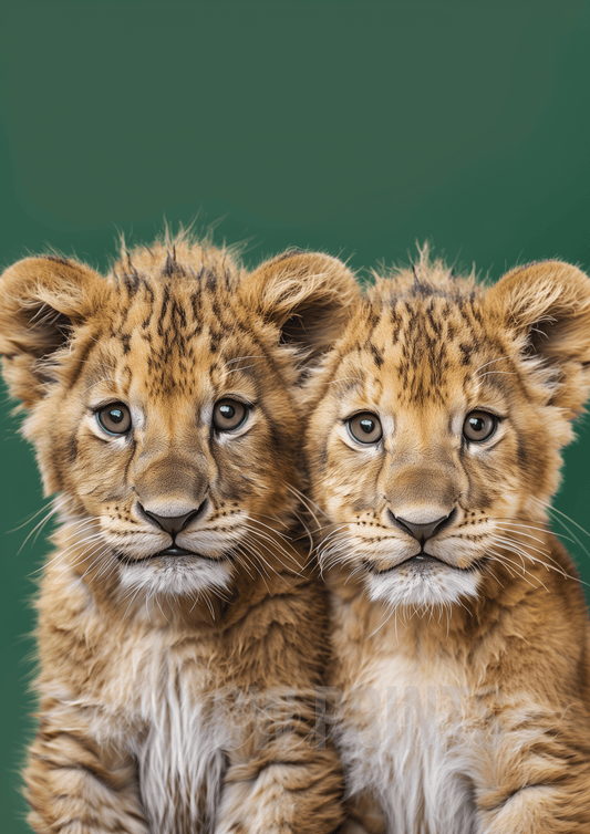 Twin Lions Green - Nursery print