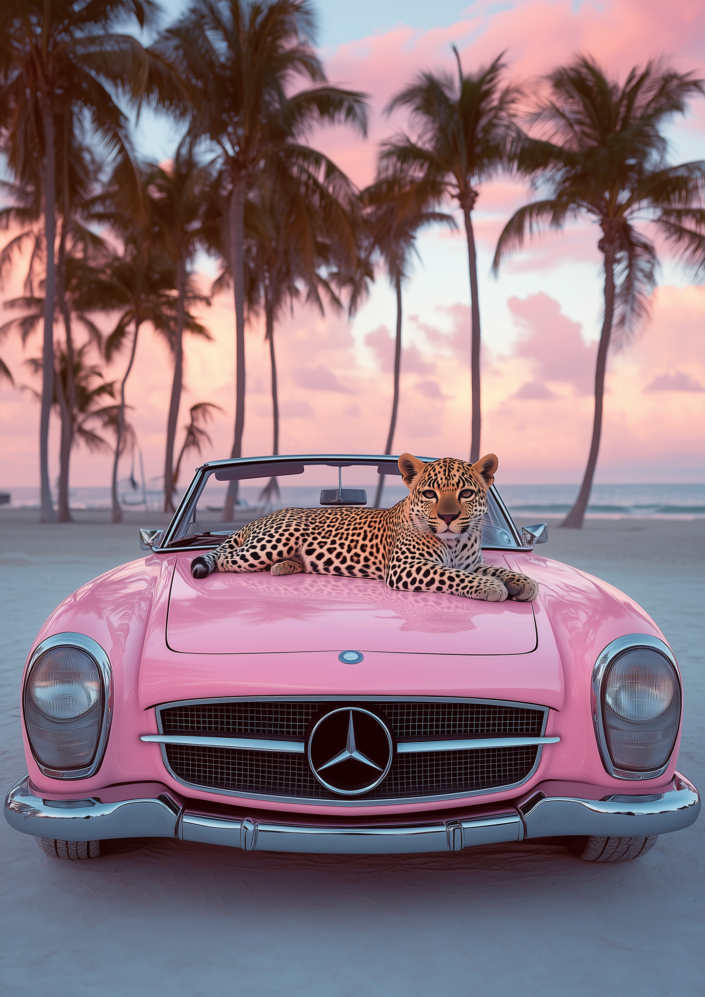 Pastel Pink Car Cheetah
