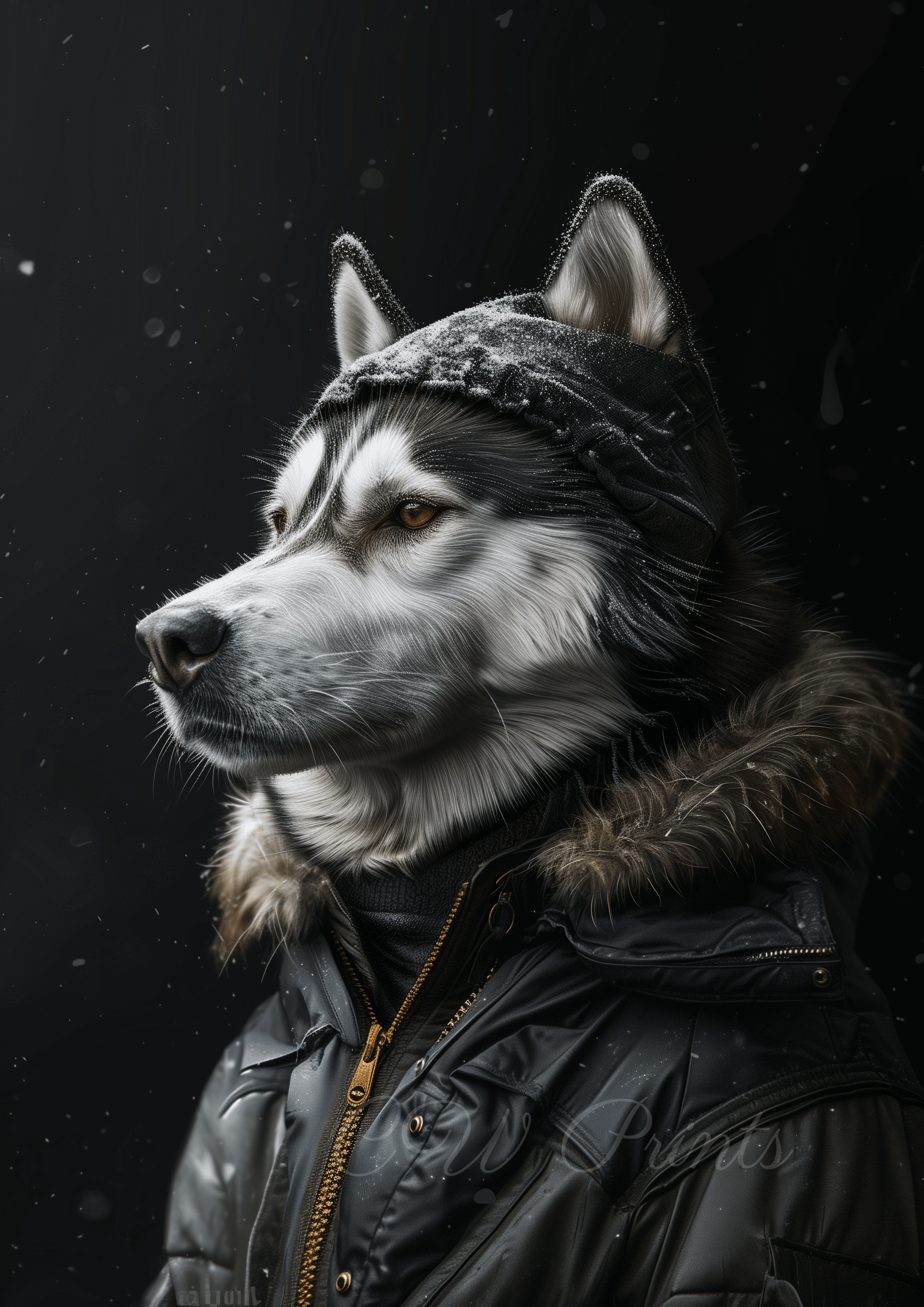 Husky in a Snow Jacket