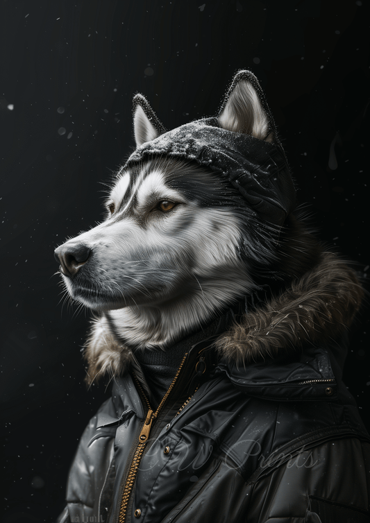 Husky in a Snow Jacket