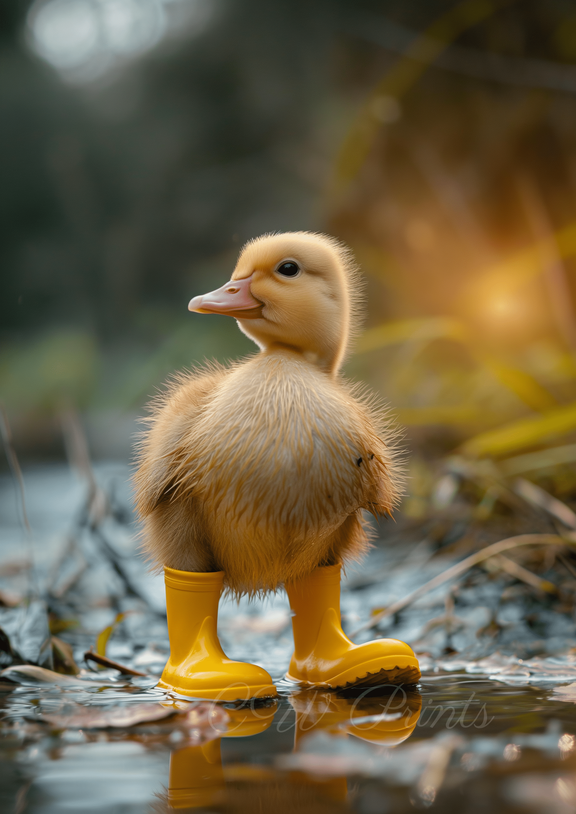Adorable Duckling in Rain Boots Digital Art Print
