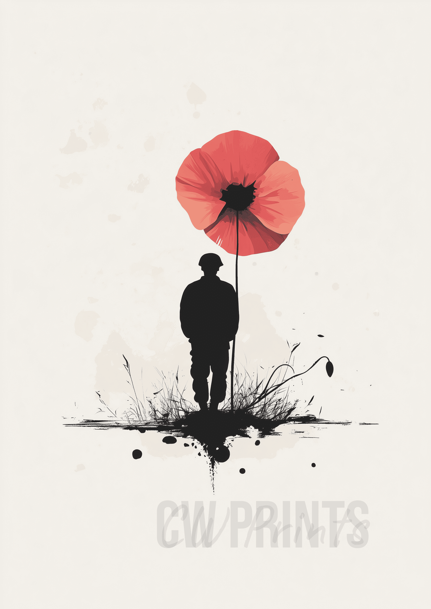 Remembrance Day Poppy & Soldier Art Print Set – Honouring the Brave