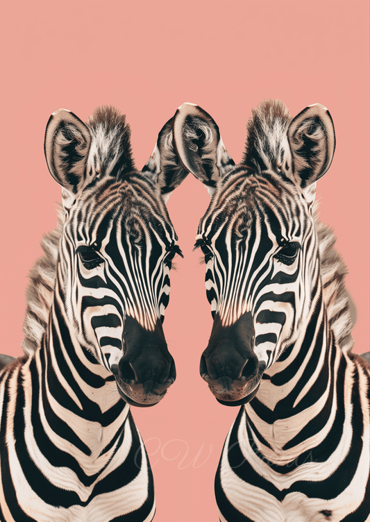 Twin Zebras Pink - Nursery print